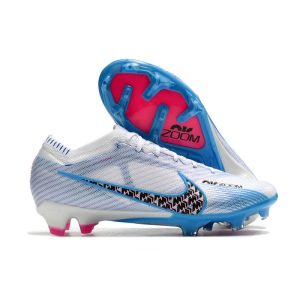 Nike Air Zoom Mercurial Vapor 15 Elite FG Vit Blå Svart för Herr Billiga Fotbollsskor Nike Air Zoom Mercurial Vapor 15 Elite FG Vit Blå Svart