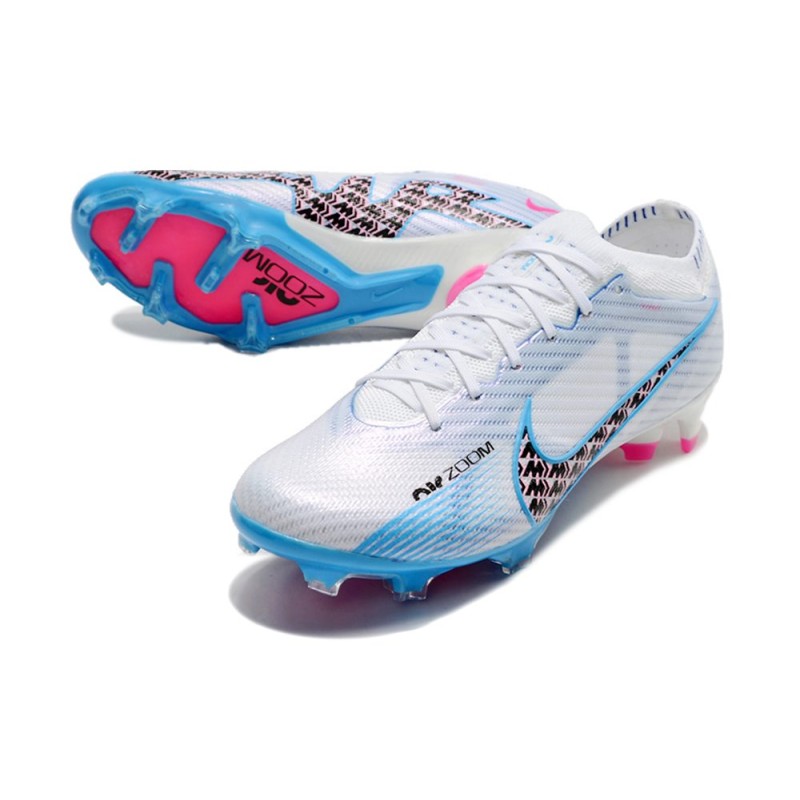 Nike Air Zoom Mercurial Vapor 15 Elite FG Vit Blå Svart för Herr 7 Billiga Fotbollsskor Nike Air Zoom Mercurial Vapor 15 Elite FG Vit Blå Svart 7