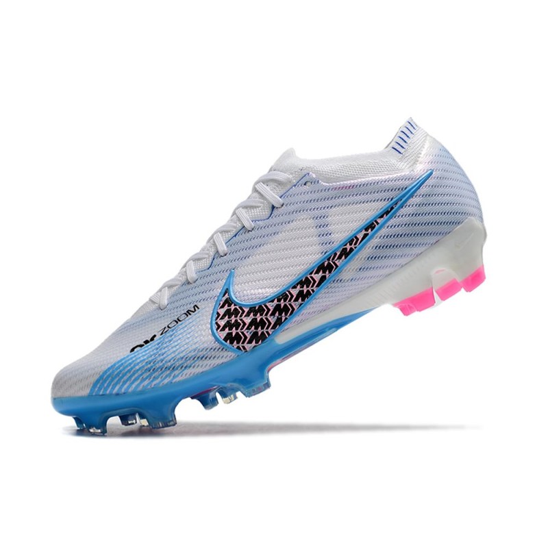 Nike Air Zoom Mercurial Vapor 15 Elite FG Vit Blå Svart för Herr 8 Billiga Fotbollsskor Nike Air Zoom Mercurial Vapor 15 Elite FG Vit Blå Svart 8