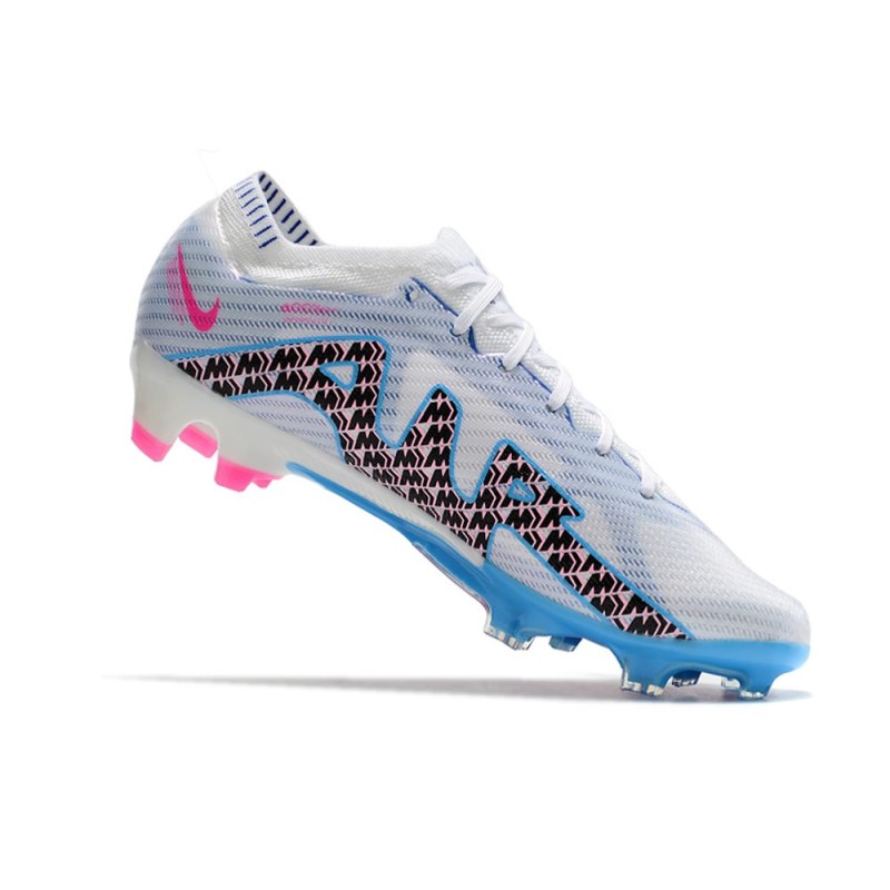 Nike Air Zoom Mercurial Vapor 15 Elite FG Vit Blå Svart för Herr 9 Billiga Fotbollsskor Nike Air Zoom Mercurial Vapor 15 Elite FG Vit Blå Svart 9