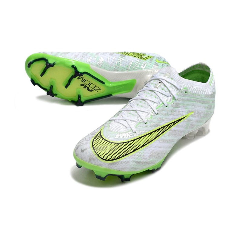 Nike Air Zoom Mercurial Vapor 15 Elite FG Vit Grön för Herr 7 Billiga Fotbollsskor Nike Air Zoom Mercurial Vapor 15 Elite FG Vit Grön 7