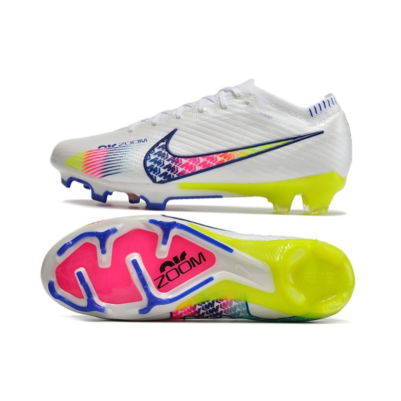 Nike Air Zoom Mercurial Vapor 15 Elite FG Vit Rosa Blå för Herr 5 Billiga Fotbollsskor Nike Air Zoom Mercurial Vapor 15 Elite FG Vit Rosa Blå 5