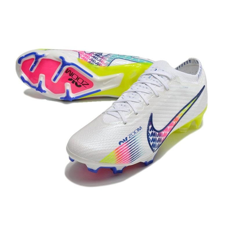 Nike Air Zoom Mercurial Vapor 15 Elite FG Vit Rosa Blå för Herr 7 Billiga Fotbollsskor Nike Air Zoom Mercurial Vapor 15 Elite FG Vit Rosa Blå 7
