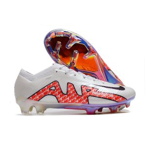 Nike Air Zoom Mercurial Vapor 15 Elite FG Vit Svart Röd för Herr Billiga Fotbollsskor Nike Air Zoom Mercurial Vapor 15 Elite FG Vit Svart Röd