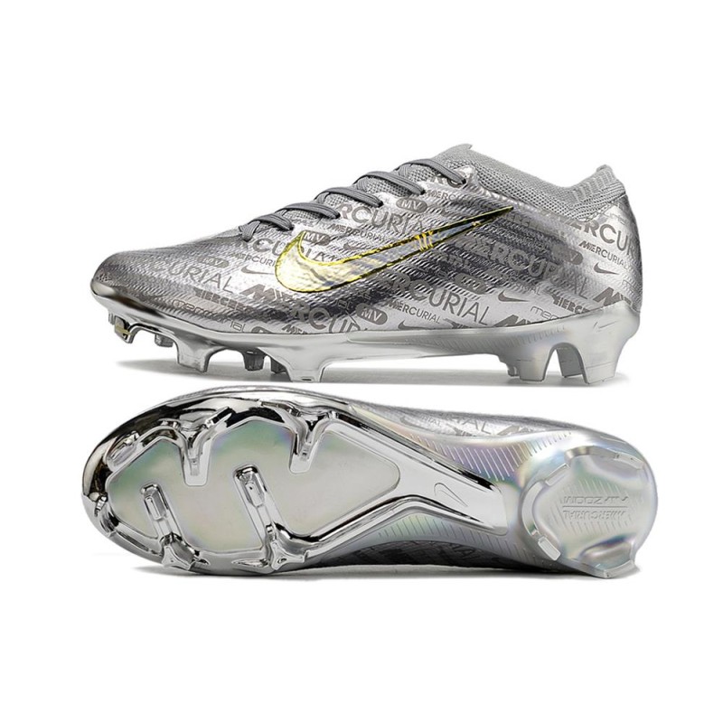 Nike Air Zoom Mercurial Vapor 15 Elite XXV FG Silver Guld för Herr 5 Billiga Fotbollsskor Nike Air Zoom Mercurial Vapor 15 Elite XXV FG Silver Guld 5