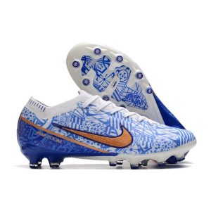 Nike Air Zoom Mercurial Vapor XV Elite AG-Pro Vit Blå Guld för Herr Billiga Fotbollsskor Nike Air Zoom Mercurial Vapor XV Elite AG-Pro Vit Blå Guld