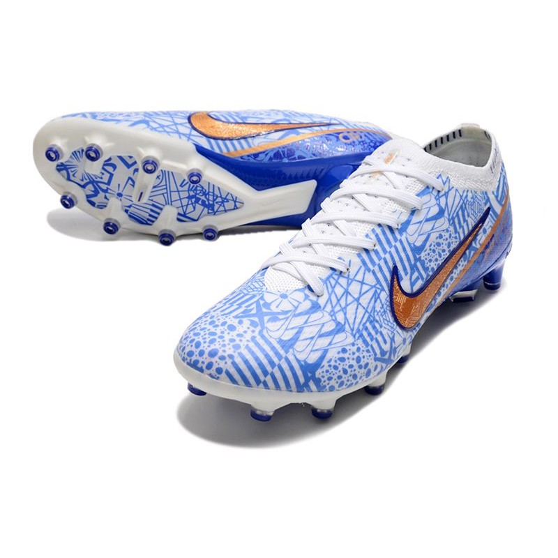 Nike Air Zoom Mercurial Vapor XV Elite AG-Pro Vit Blå Guld för Herr 7 Billiga Fotbollsskor Nike Air Zoom Mercurial Vapor XV Elite AG-Pro Vit Blå Guld 7