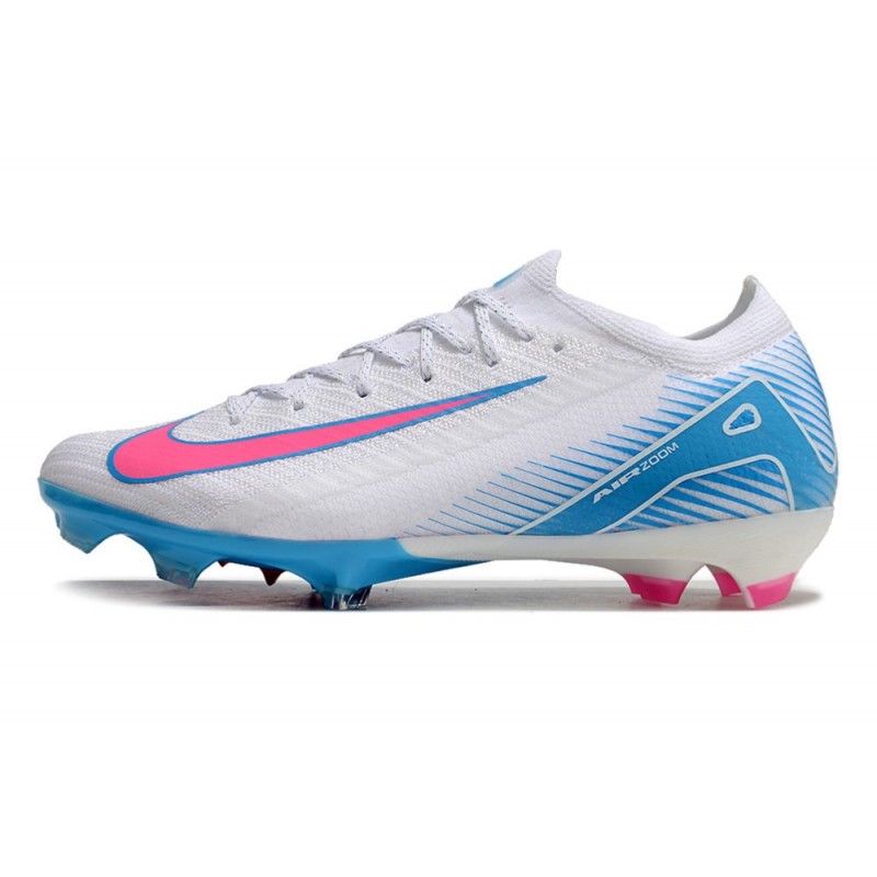 Nike Air Zoom Mercurial Vapor XVI Elite FG Vit Blå Rosa för Herr 4 Billiga Fotbollsskor Nike Air Zoom Mercurial Vapor XVI Elite FG Vit Blå Rosa 4