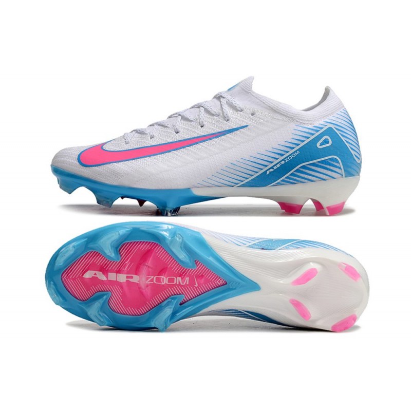 Nike Air Zoom Mercurial Vapor XVI Elite FG Vit Blå Rosa för Herr 5 Billiga Fotbollsskor Nike Air Zoom Mercurial Vapor XVI Elite FG Vit Blå Rosa 5