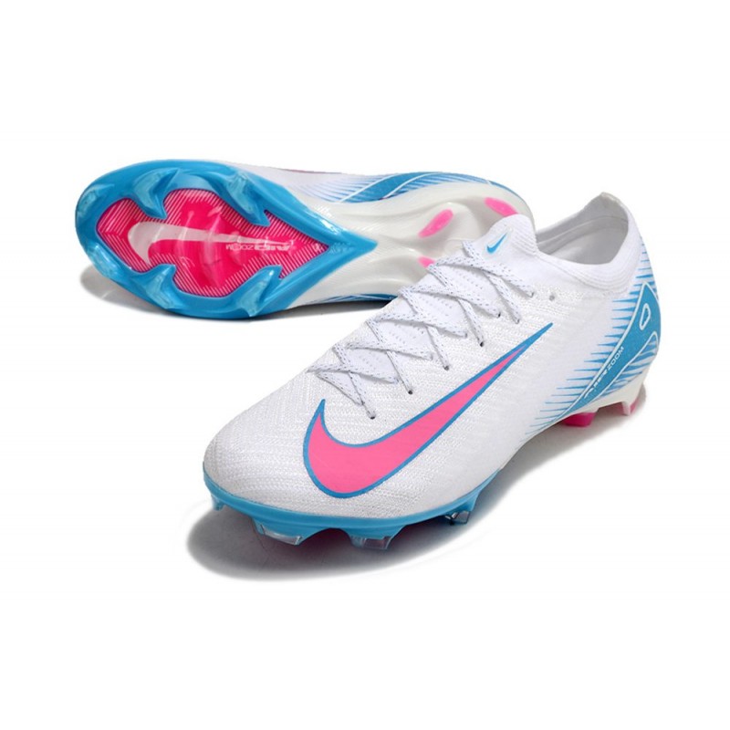 Nike Air Zoom Mercurial Vapor XVI Elite FG Vit Blå Rosa för Herr 7 Billiga Fotbollsskor Nike Air Zoom Mercurial Vapor XVI Elite FG Vit Blå Rosa 7