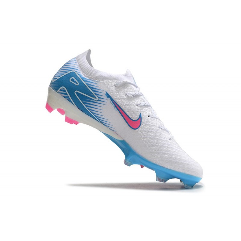 Nike Air Zoom Mercurial Vapor XVI Elite FG Vit Blå Rosa för Herr 9 Billiga Fotbollsskor Nike Air Zoom Mercurial Vapor XVI Elite FG Vit Blå Rosa 9