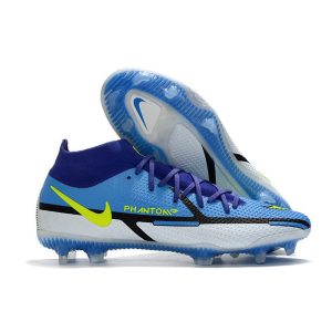 Nike Fotbollsskorna Phantom GT2 Dynamic Fit Elite FG Blå Gul Grå för Herr Billiga Fotbollsskor Nike Fotbollsskorna Phantom GT2 Dynamic Fit Elite FG Blå Gul Grå