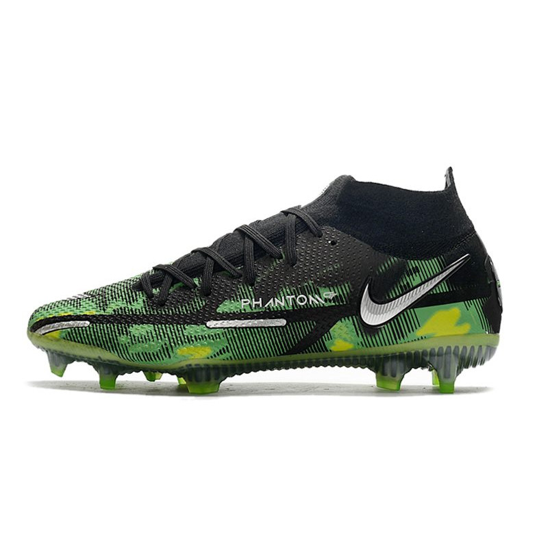 Nike Fotbollsskorna Phantom GT2 Dynamic Fit Elite FG Svart Silver Grön för Herr 4 Billiga Fotbollsskor Nike Fotbollsskorna Phantom GT2 Dynamic Fit Elite FG Svart Silver Grön 4
