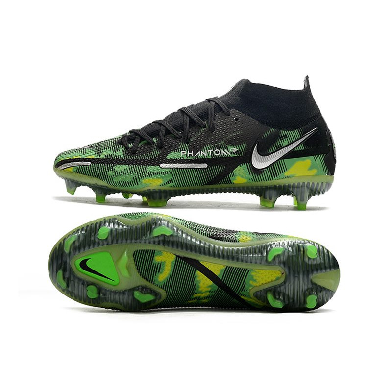 Nike Fotbollsskorna Phantom GT2 Dynamic Fit Elite FG Svart Silver Grön för Herr 5 Billiga Fotbollsskor Nike Fotbollsskorna Phantom GT2 Dynamic Fit Elite FG Svart Silver Grön 5