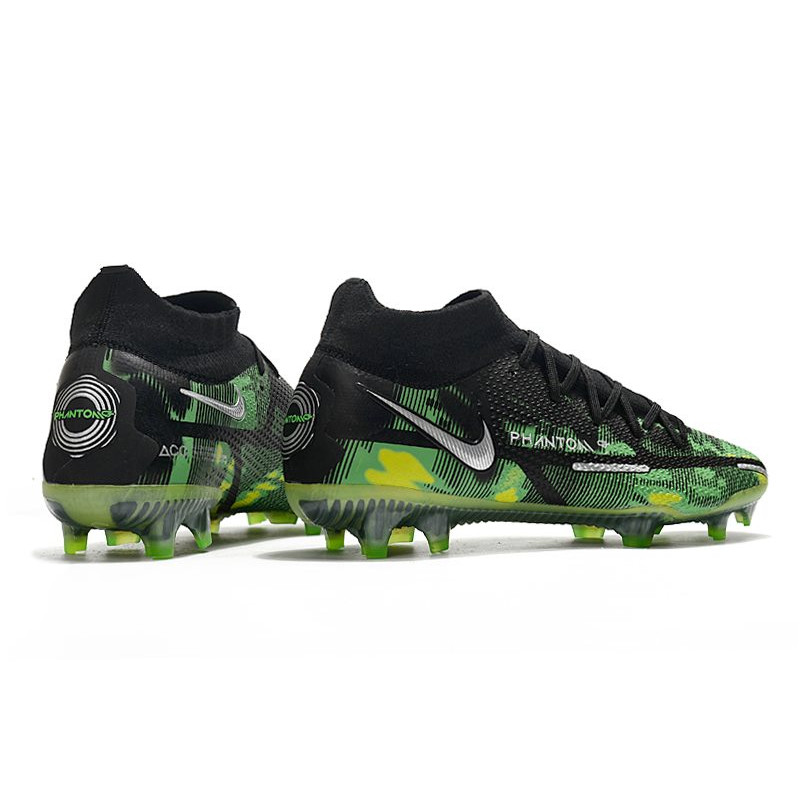 Nike Fotbollsskorna Phantom GT2 Dynamic Fit Elite FG Svart Silver Grön för Herr 6 Billiga Fotbollsskor Nike Fotbollsskorna Phantom GT2 Dynamic Fit Elite FG Svart Silver Grön 6