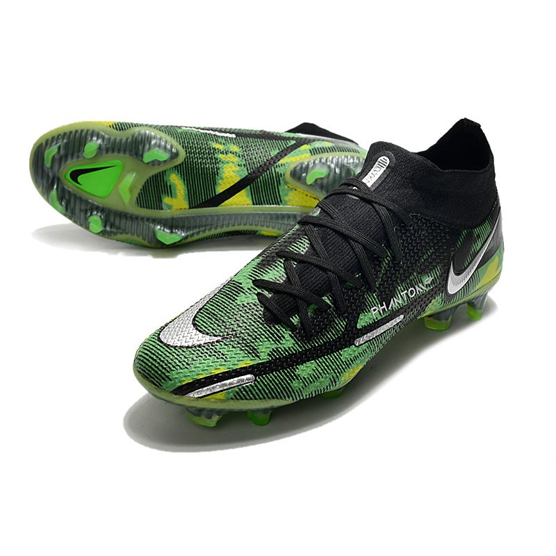 Nike Fotbollsskorna Phantom GT2 Dynamic Fit Elite FG Svart Silver Grön för Herr 7 Billiga Fotbollsskor Nike Fotbollsskorna Phantom GT2 Dynamic Fit Elite FG Svart Silver Grön 7
