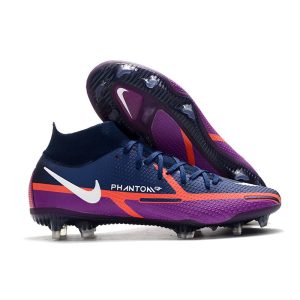 Nike Fotbollsskorna Phantom GT2 Dynamic Fit Elite FG UV – Navy Vit Lila för Herr Billiga Fotbollsskor Nike Fotbollsskorna Phantom GT2 Dynamic Fit Elite FG UV – Navy Vit Lila