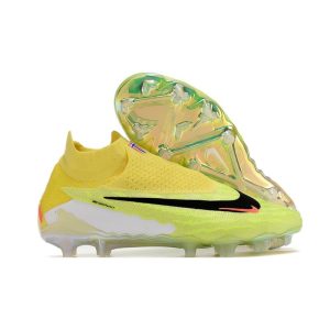 Nike Gripknit Phantom GX Elite DF FG Gul Grön Svart för Herr Billiga Fotbollsskor Nike Gripknit Phantom GX Elite DF FG Gul Grön Svart
