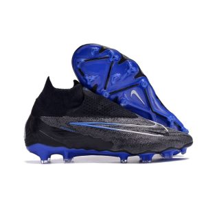 Nike Gripknit Phantom GX Elite DF FG Svart Blå för Herr Billiga Fotbollsskor Nike Gripknit Phantom GX Elite DF FG Svart Blå