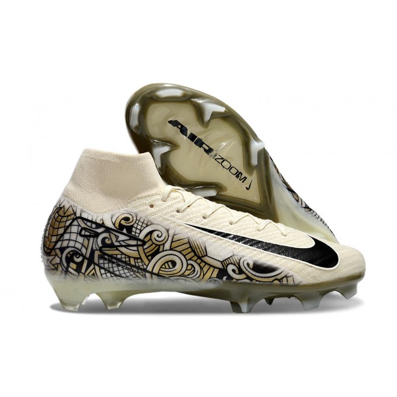 Nike Mercurial Superfly 10 Elite FG Beige Svart för Herr 3 Billiga Fotbollsskor Nike Mercurial Superfly 10 Elite FG Beige Svart 3