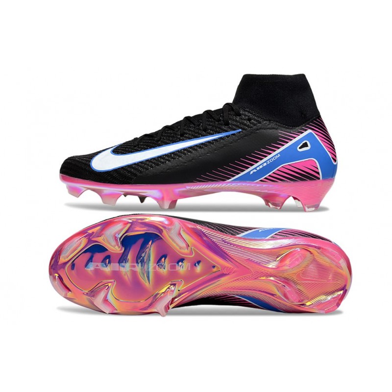 Nike Mercurial Superfly 10 Elite FG Svart Vit Rosa Blå för Herr 5 Billiga Fotbollsskor Nike Mercurial Superfly 10 Elite FG Svart Vit Rosa Blå 5