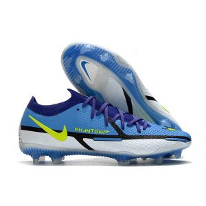 Nike Phantom GT2 Elite FG Fotbollsskor Blå Gul Grå för Herr Billiga Fotbollsskor Nike Phantom GT2 Elite FG Fotbollsskor Blå Gul Grå