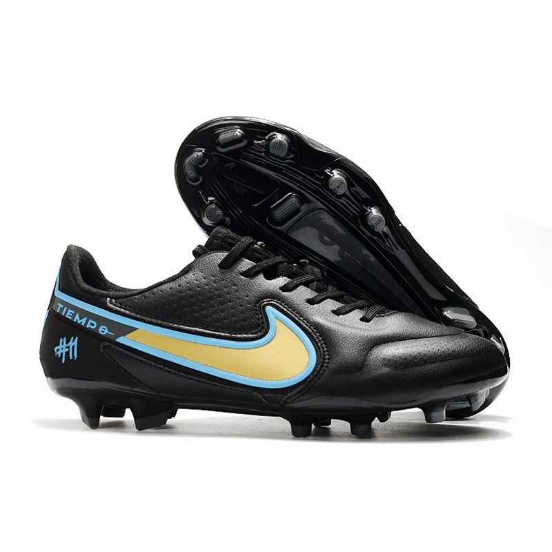 Nike Tiempo Legend 9 Elite FG Fotbollsskor Svart Guld Blå för Herr 3 Billiga Fotbollsskor Nike Tiempo Legend 9 Elite FG Fotbollsskor Svart Guld Blå 3