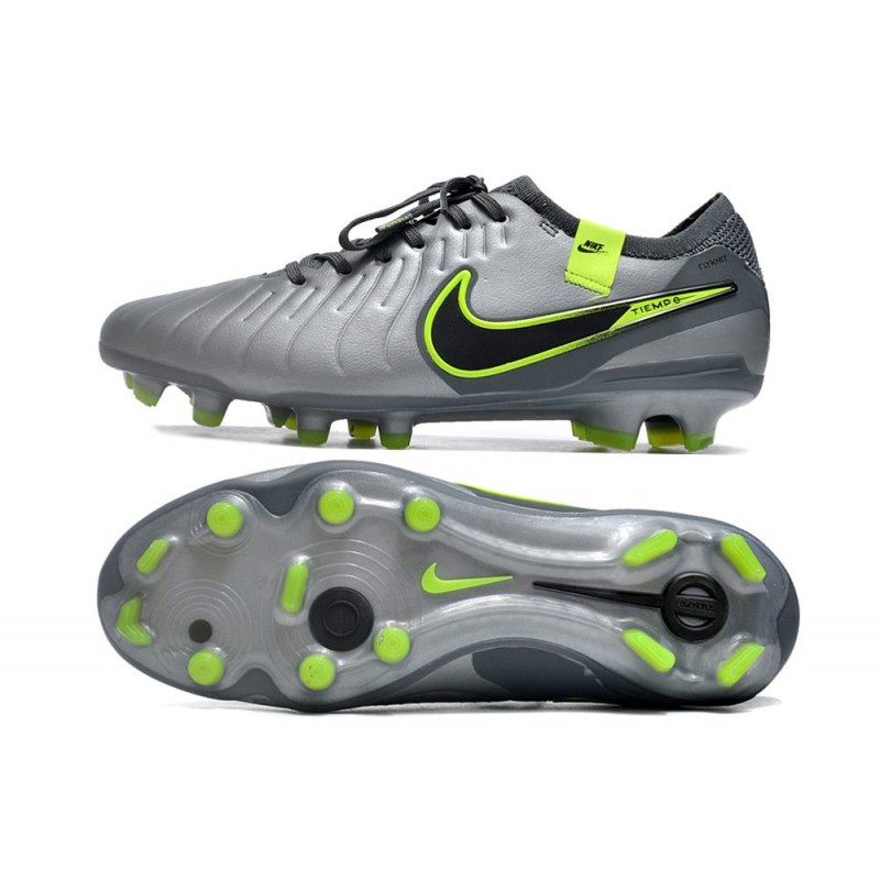 Nike Tiempo Legend X Elite FG Grå Svart Grön för Herr 5 Billiga Fotbollsskor Nike Tiempo Legend X Elite FG Grå Svart Grön 5