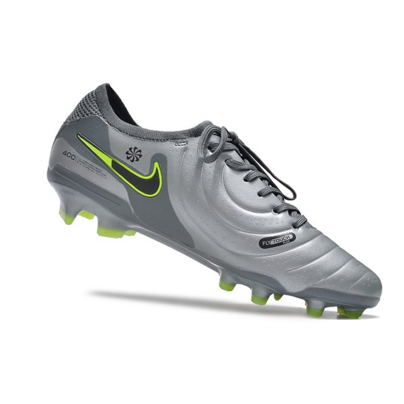 Nike Tiempo Legend X Elite FG Grå Svart Grön för Herr 9 Billiga Fotbollsskor Nike Tiempo Legend X Elite FG Grå Svart Grön 9