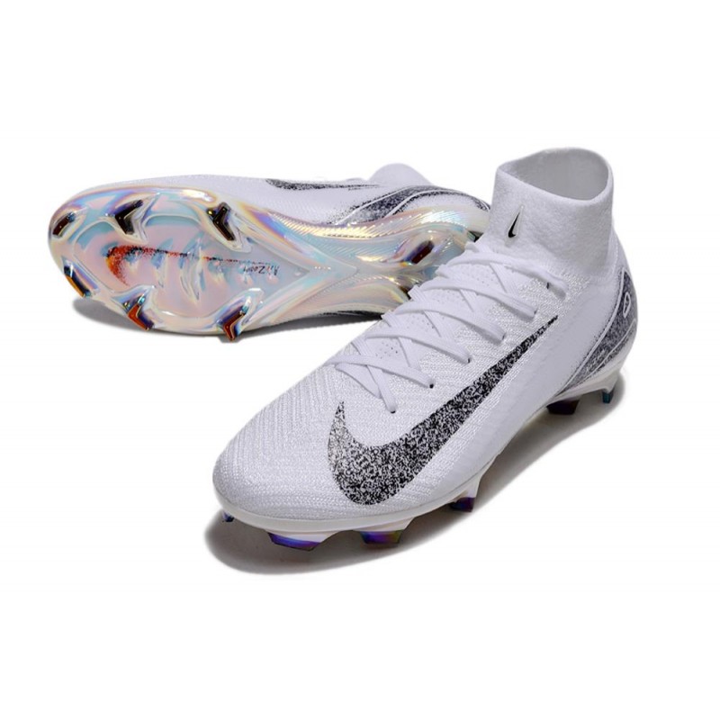Nike Zoom Mercurial Superfly 10 Elite FG Vit Svart för Herr 7 Billiga Fotbollsskor Nike Zoom Mercurial Superfly 10 Elite FG Vit Svart 7