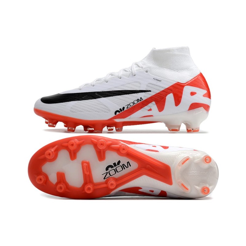 Nike Zoom Mercurial Superfly 9 Elite AG Vit Röd Svart för Herr 5 Billiga Fotbollsskor Nike Zoom Mercurial Superfly 9 Elite AG Vit Röd Svart 5