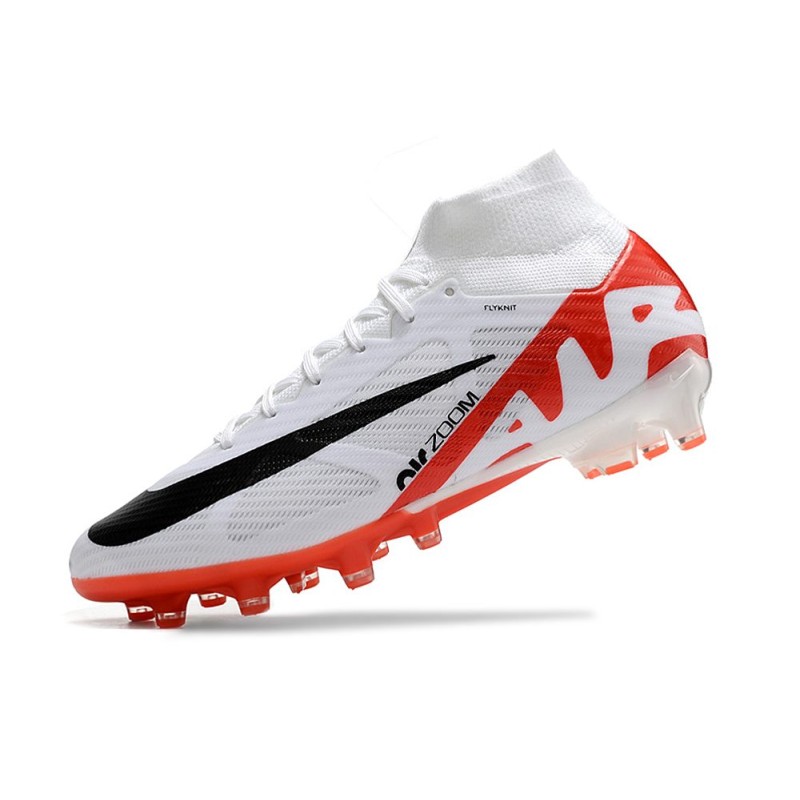 Nike Zoom Mercurial Superfly 9 Elite AG Vit Röd Svart för Herr 8 Billiga Fotbollsskor Nike Zoom Mercurial Superfly 9 Elite AG Vit Röd Svart 8