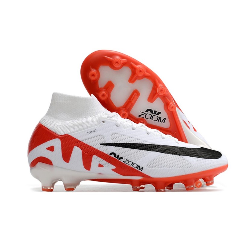 Nike Zoom Mercurial Superfly 9 Elite AG Vit Röd Svart för Herr 3 Billiga Fotbollsskor Nike Zoom Mercurial Superfly 9 Elite AG Vit Röd Svart 3