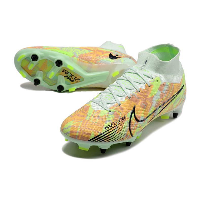 Nike Zoom Mercurial Superfly IX Elite SG Bonded – Grön Blå Orange för Herr 7 Billiga Fotbollsskor Nike Zoom Mercurial Superfly IX Elite SG Bonded – Grön Blå Orange 7
