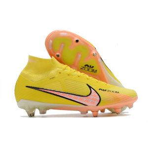 Nike Zoom Mercurial Superfly IX Elite SG Lucent – Gul Rosa Svart för Herr Billiga Fotbollsskor Nike Zoom Mercurial Superfly IX Elite SG Lucent – Gul Rosa Svart