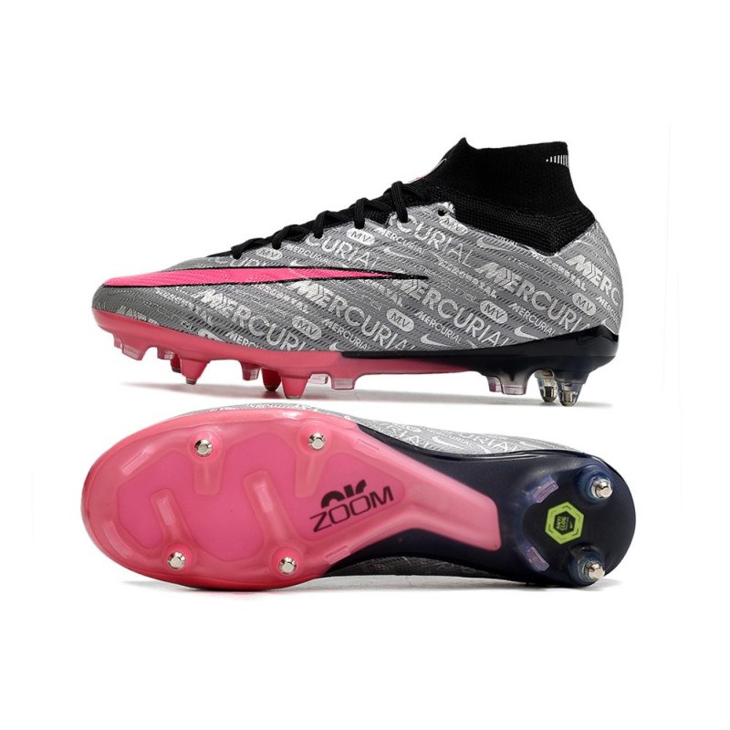 Nike Zoom Mercurial Superfly IX Elite SG Silver Rosa för Herr 5 Billiga Fotbollsskor Nike Zoom Mercurial Superfly IX Elite SG Silver Rosa 5