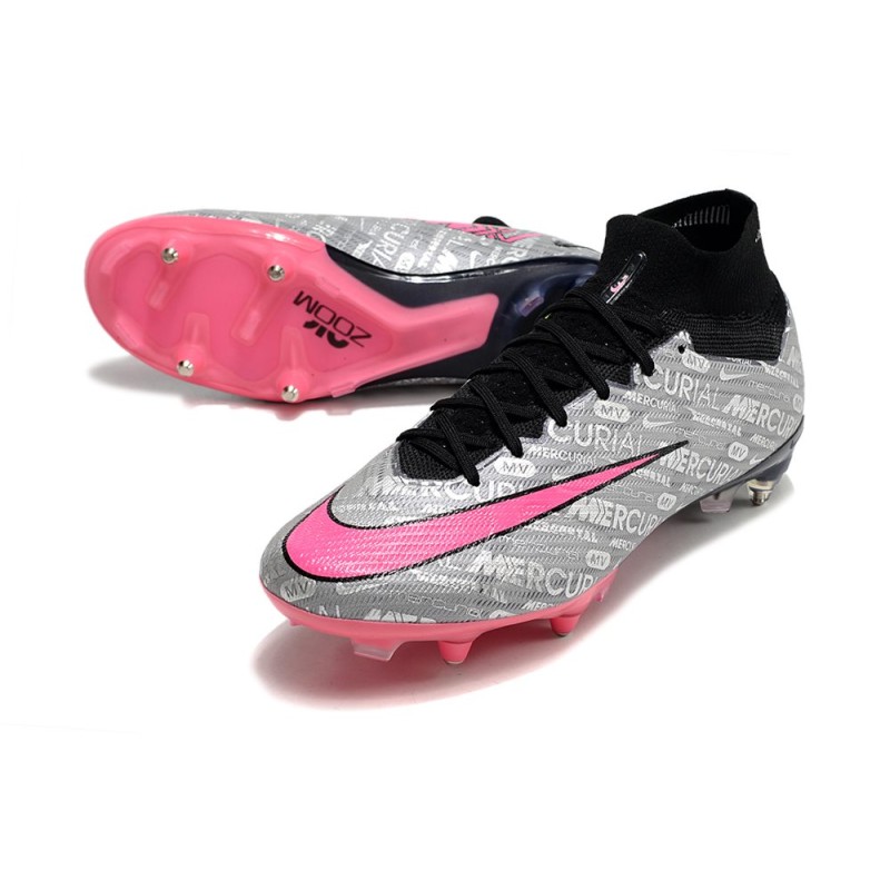 Nike Zoom Mercurial Superfly IX Elite SG Silver Rosa för Herr 7 Billiga Fotbollsskor Nike Zoom Mercurial Superfly IX Elite SG Silver Rosa 7