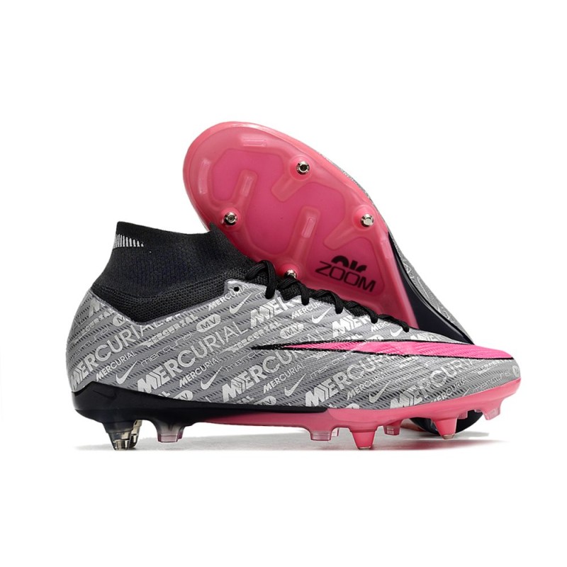 Nike Zoom Mercurial Superfly IX Elite SG Silver Rosa för Herr 3 Billiga Fotbollsskor Nike Zoom Mercurial Superfly IX Elite SG Silver Rosa 3