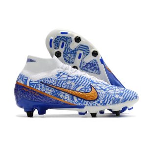 Nike Zoom Mercurial Superfly IX Elite SG Vit Blå för Herr Billiga Fotbollsskor Nike Zoom Mercurial Superfly IX Elite SG Vit Blå