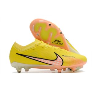 Nike Zoom Mercurial Vapor 15 Elite SG Lucent – Gul Rosa Svart för Herr Billiga Fotbollsskor Nike Zoom Mercurial Vapor 15 Elite SG Lucent – Gul Rosa Svart