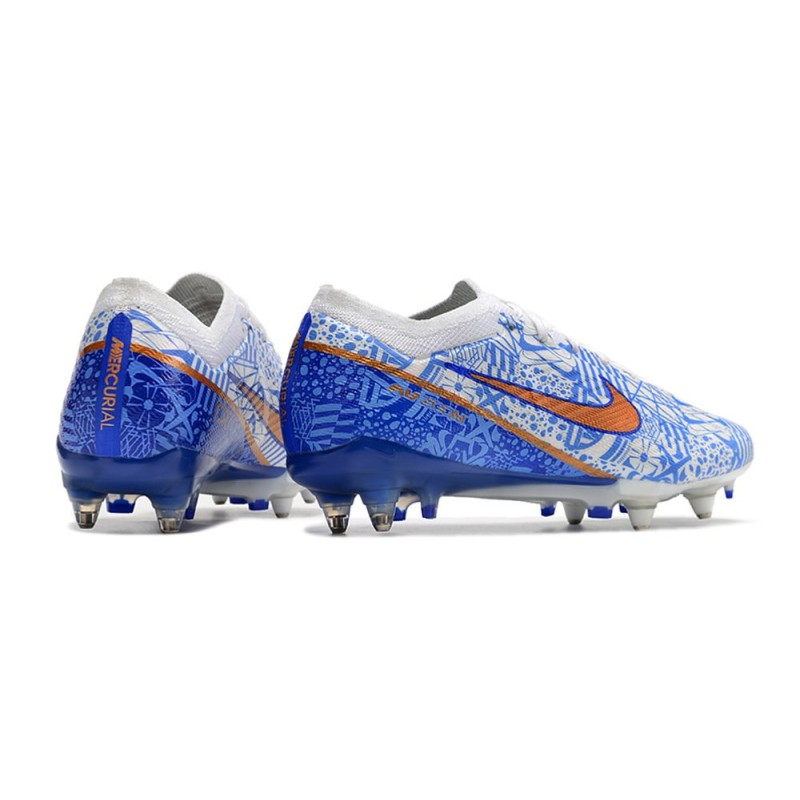 Nike Zoom Mercurial Vapor 15 Elite SG Vit Blå Guld för Herr 6 Billiga Fotbollsskor Nike Zoom Mercurial Vapor 15 Elite SG Vit Blå Guld 6