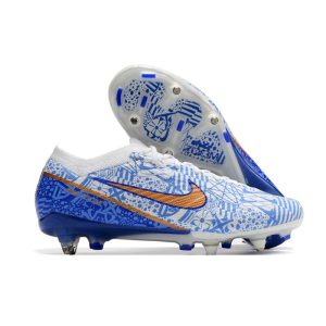 Nike Zoom Mercurial Vapor 15 Elite SG Vit Blå Guld för Herr Billiga Fotbollsskor Nike Zoom Mercurial Vapor 15 Elite SG Vit Blå Guld