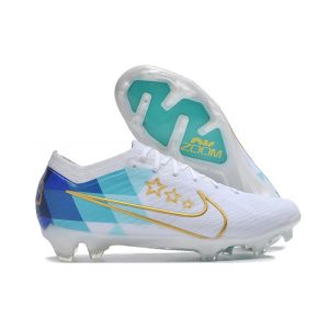 Nike Zoom Mercurial Vapor XV Elite FG Vit Blå Guld för Herr Billiga Fotbollsskor Nike Zoom Mercurial Vapor XV Elite FG Vit Blå Guld