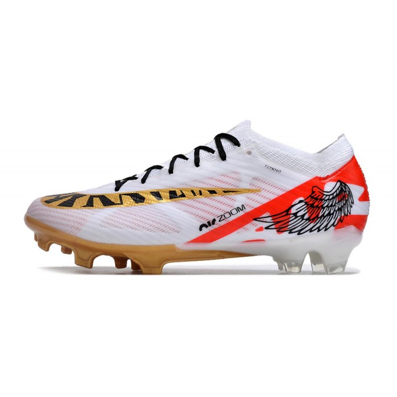 Nike Zoom Mercurial Vapor XV Elite FG Vit Svart Röd Guld för Herr 4 Billiga Fotbollsskor Nike Zoom Mercurial Vapor XV Elite FG Vit Svart Röd Guld 4