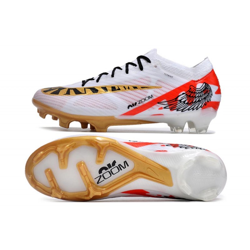 Nike Zoom Mercurial Vapor XV Elite FG Vit Svart Röd Guld för Herr 5 Billiga Fotbollsskor Nike Zoom Mercurial Vapor XV Elite FG Vit Svart Röd Guld 5