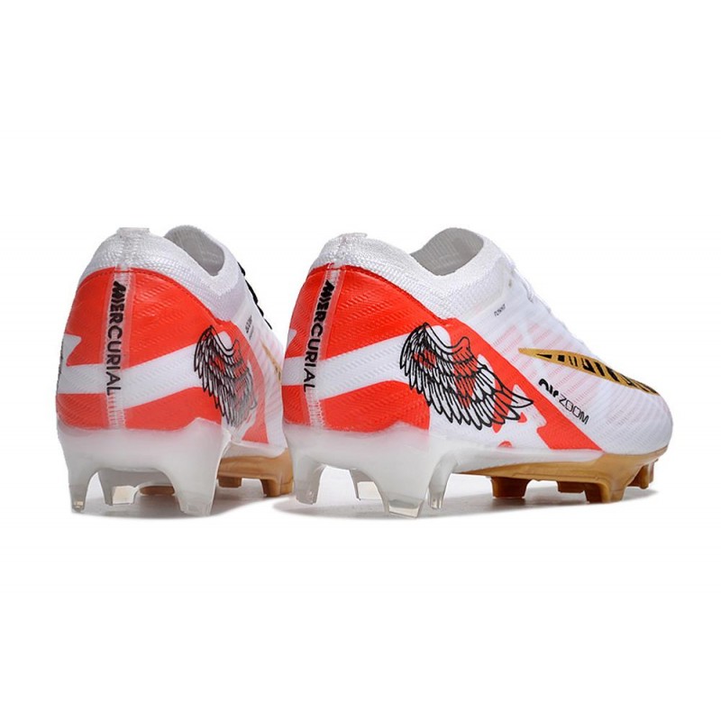 Nike Zoom Mercurial Vapor XV Elite FG Vit Svart Röd Guld för Herr 6 Billiga Fotbollsskor Nike Zoom Mercurial Vapor XV Elite FG Vit Svart Röd Guld 6