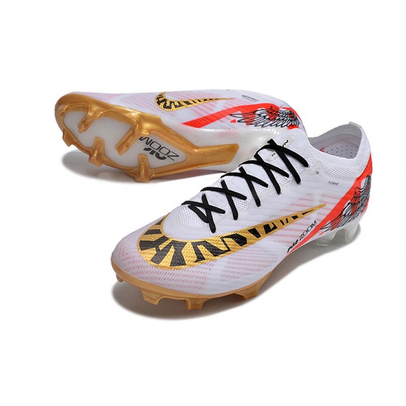 Nike Zoom Mercurial Vapor XV Elite FG Vit Svart Röd Guld för Herr 7 Billiga Fotbollsskor Nike Zoom Mercurial Vapor XV Elite FG Vit Svart Röd Guld 7