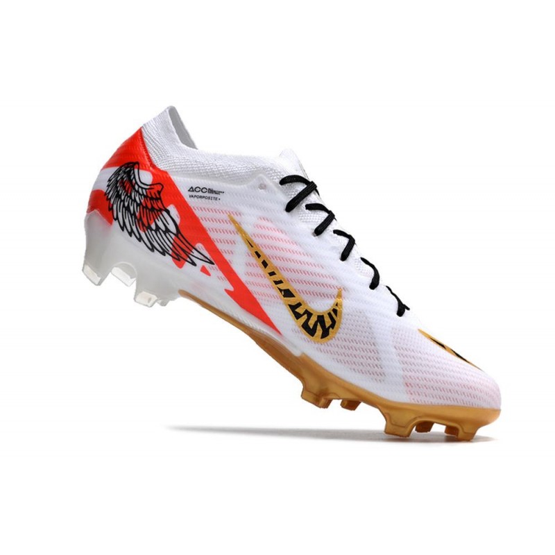 Nike Zoom Mercurial Vapor XV Elite FG Vit Svart Röd Guld för Herr 9 Billiga Fotbollsskor Nike Zoom Mercurial Vapor XV Elite FG Vit Svart Röd Guld 9