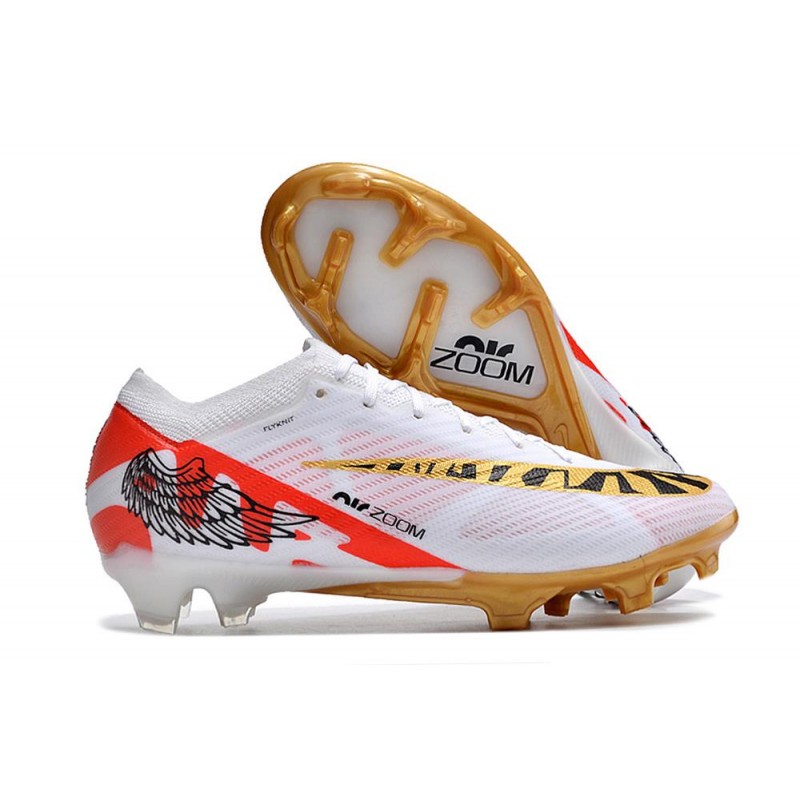 Nike Zoom Mercurial Vapor XV Elite FG Vit Svart Röd Guld för Herr 3 Billiga Fotbollsskor Nike Zoom Mercurial Vapor XV Elite FG Vit Svart Röd Guld 3