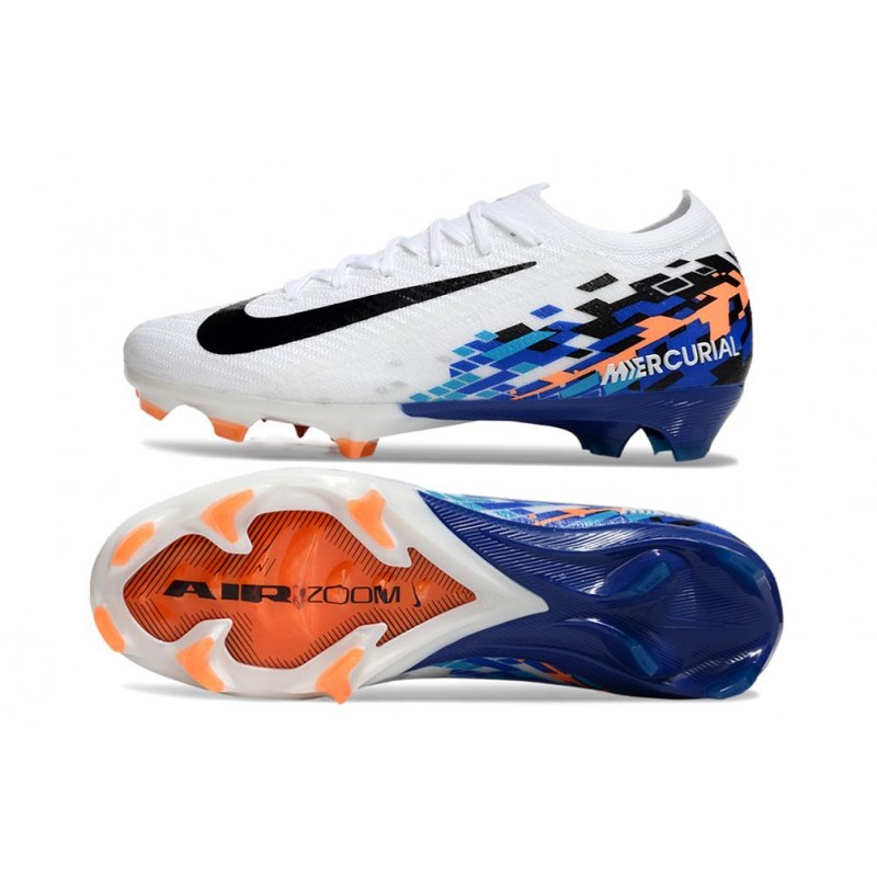 Nike Zoom Mercurial Vapor XVI Elite FG Vit Svart Blå för Herr 5 Billiga Fotbollsskor Nike Zoom Mercurial Vapor XVI Elite FG Vit Svart Blå 5